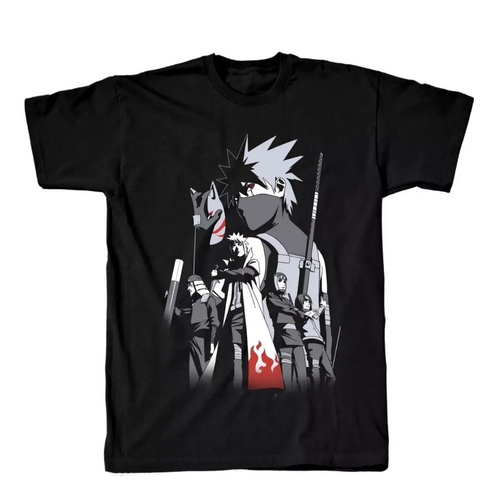 Naruto Kakashi Story T-Shirt Mens XXL 2XL Black New Graphic Anime Manga NWT‎